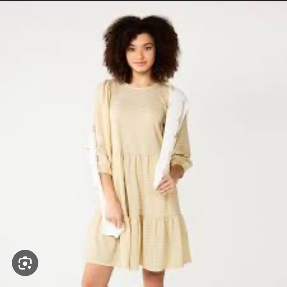 Draper James Puff Sleeve Tier Dress Gold White women's XS